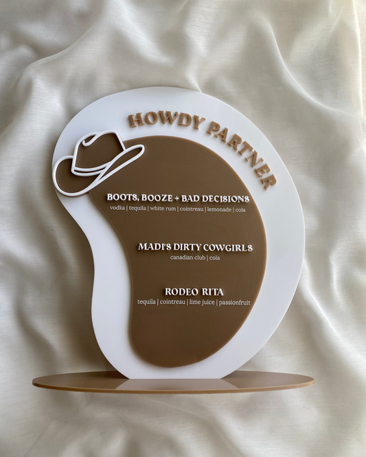 Rodeo Theme Drinks Menu